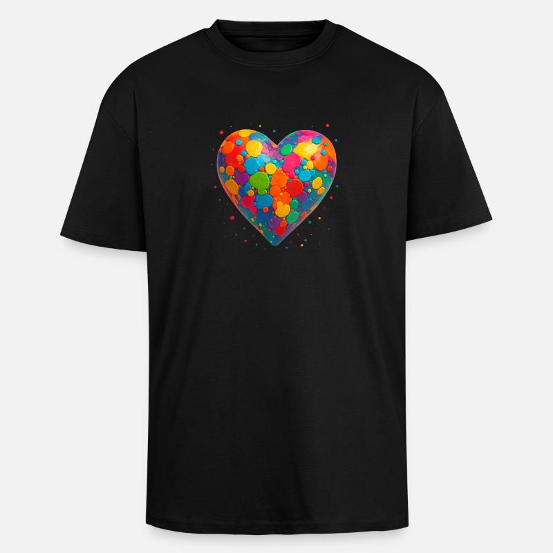 Herz Farbenfroh - Oversized Heavyweight Unisex T-Shirt - Schwarz
