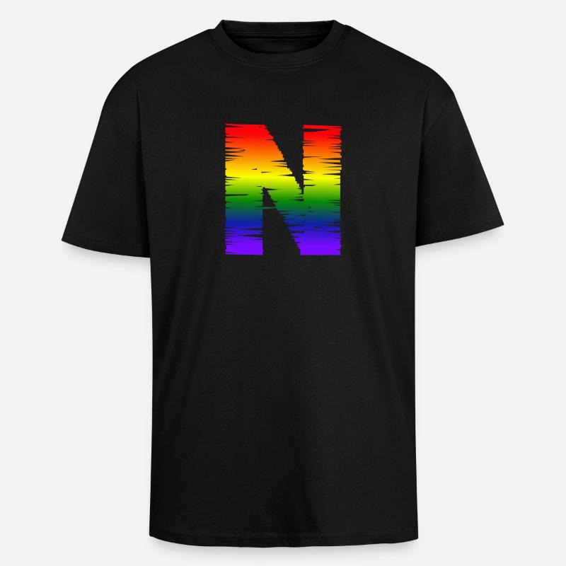 Regenbogen-N - Oversized Heavyweight Unisex T-Shirt - Schwarz