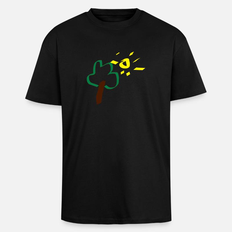 arbre soleil dessin cadeau bébé - T-shirt unisexe oversize épais - noir