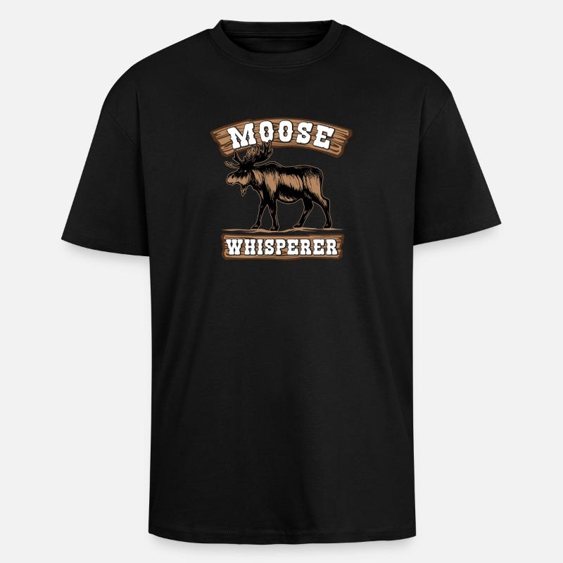 Moose Whisperer - Scandinavia Wilderness Nature - Unisex Oversized Heavyweight T-shirt - black