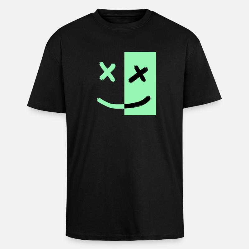 Smiley - Unisex Oversized Heavyweight T-shirt - black