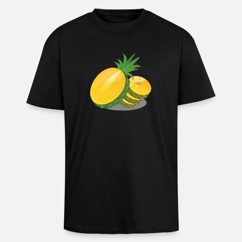 Ananas en tranches - T-shirt unisexe oversize épais - noir