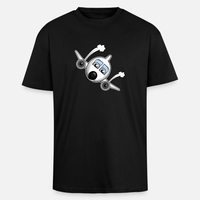 Flugzeug mit Gesicht - Oversized Heavyweight Unisex T-Shirt - Schwarz