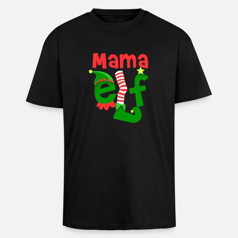 Mama Elf - Oversized Heavyweight Unisex T-Shirt - Schwarz