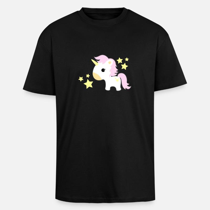 Einhorn - Oversized Heavyweight Unisex T-Shirt - Schwarz