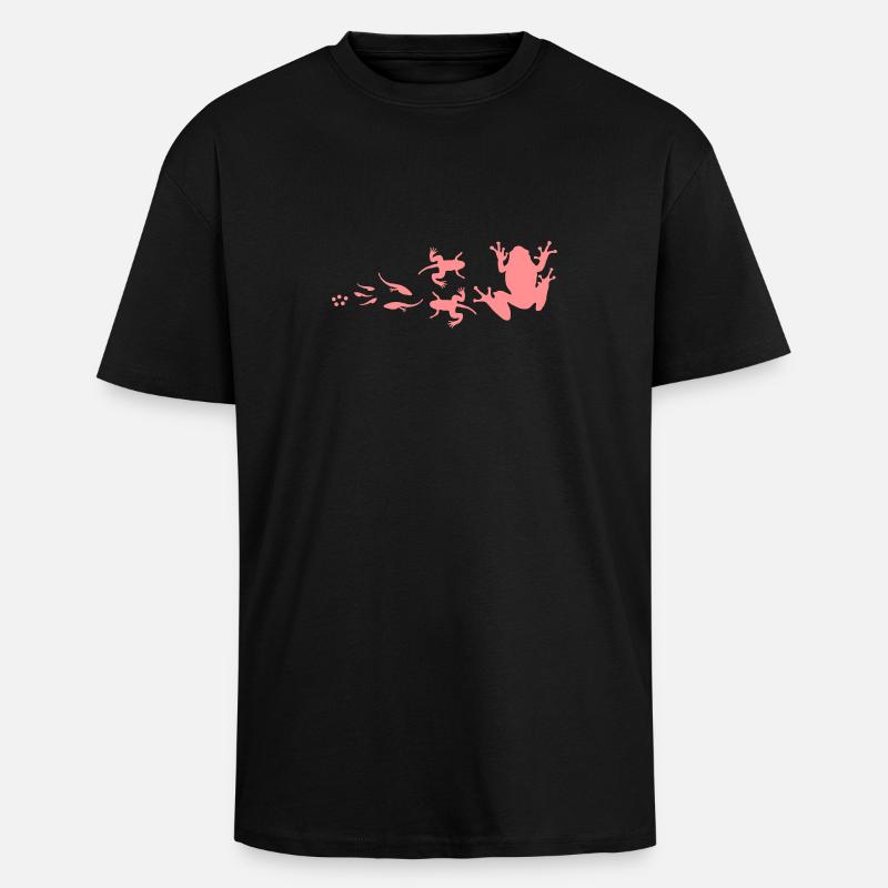 frog_evolution - Unisex Oversized Heavyweight T-shirt - black