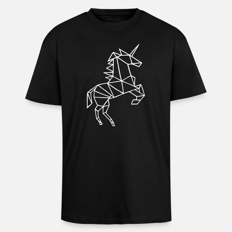 Origami Einhorn - Oversized Heavyweight Unisex T-Shirt - Schwarz
