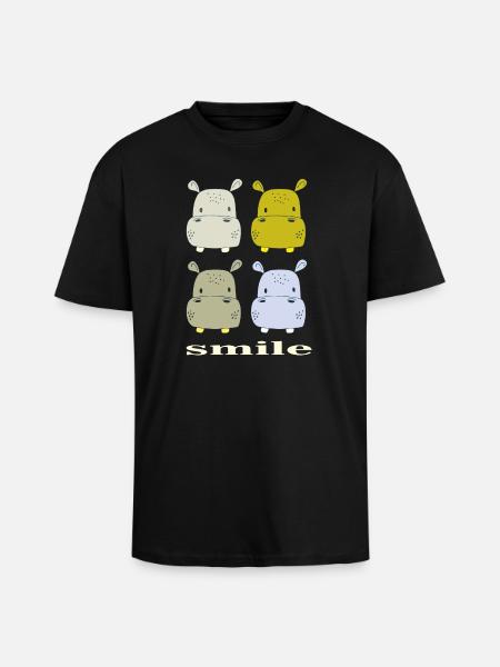 hippo smile - Unisex Oversized Heavyweight T-shirt - black