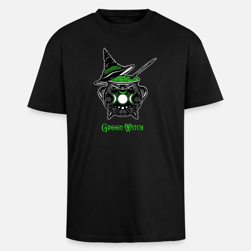 Cauldron Witch Green Witch Cauldron - Unisex Oversized Heavyweight T-shirt - black
