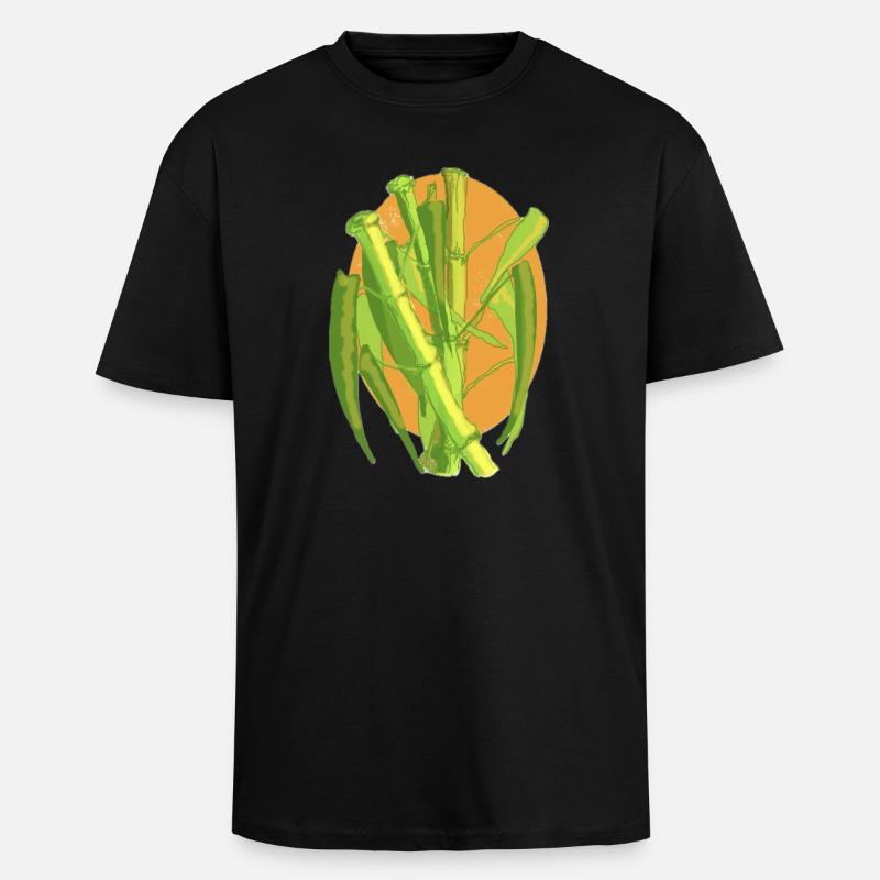 Bambus-Botanischer Ausbruch - Oversized Heavyweight Unisex T-Shirt - Schwarz