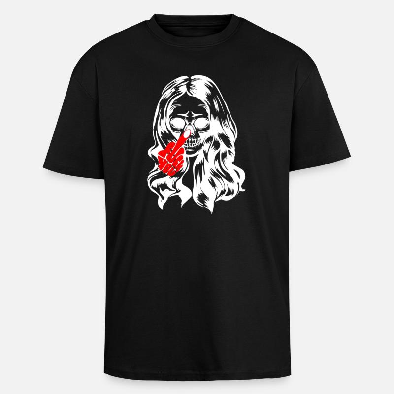 Crâne de dame gothique cool - T-shirt unisexe oversize épais - noir