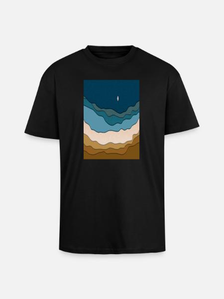 Abstraktes Strand-Design - Surfboard im Ozean - Oversized Heavyweight Unisex T-Shirt - Schwarz