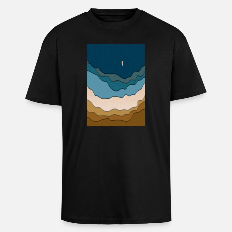 Abstraktes Strand-Design - Surfboard im Ozean - Oversized Heavyweight Unisex T-Shirt - Schwarz