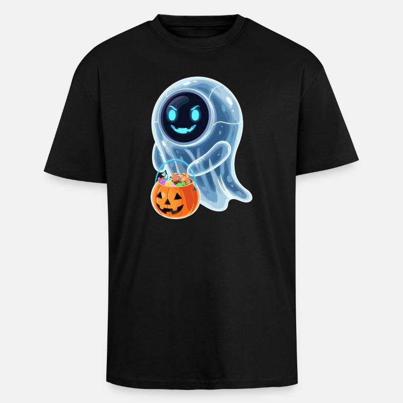 Roboter Geist mit Kürbiseimer - Oversized Heavyweight Unisex T-Shirt - Schwarz