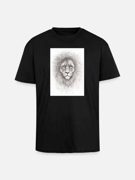Very serious lion - Unisex Oversized Heavyweight T-shirt - black