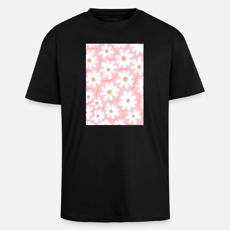 Rosa Gänseblümchen - Oversized Heavyweight Unisex T-Shirt - Schwarz