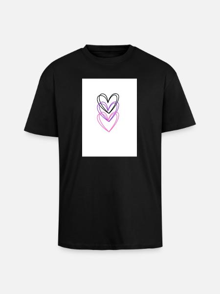 Drei-Herz-Farblinie - Oversized Heavyweight Unisex T-Shirt - Schwarz