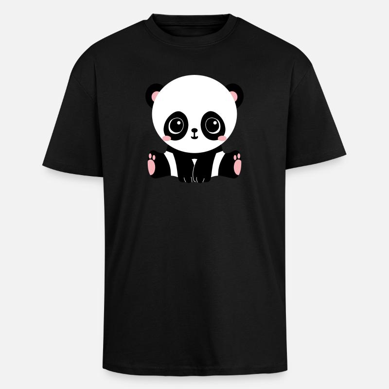 Panda - Oversized Heavyweight Unisex T-Shirt - Schwarz