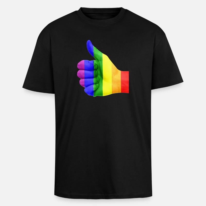 Regenbogen LGBT Daumen hoch - Oversized Heavyweight Unisex T-Shirt - Schwarz