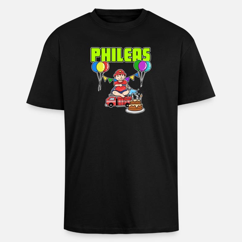 Fire Department Phileas Gift - Unisex Oversized Heavyweight T-shirt - black