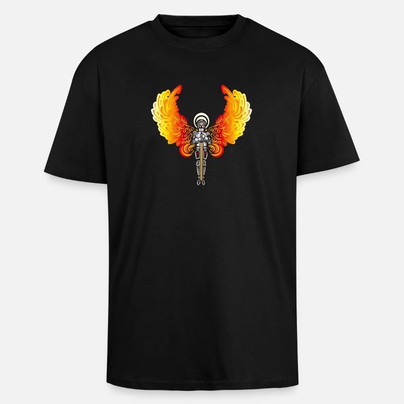 Feuer Engel - Oversized Heavyweight Unisex T-Shirt - Schwarz