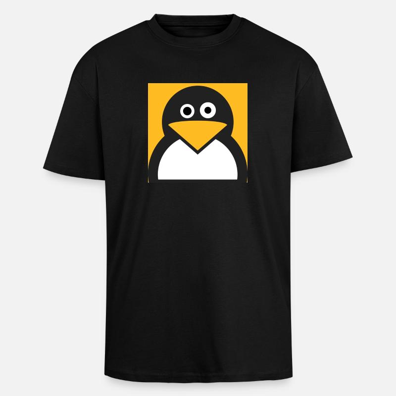 Linux Pinguin - Oversized Heavyweight Unisex T-Shirt - Schwarz