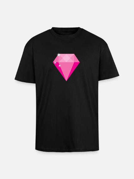Diamant rose - T-shirt unisexe oversize épais - noir