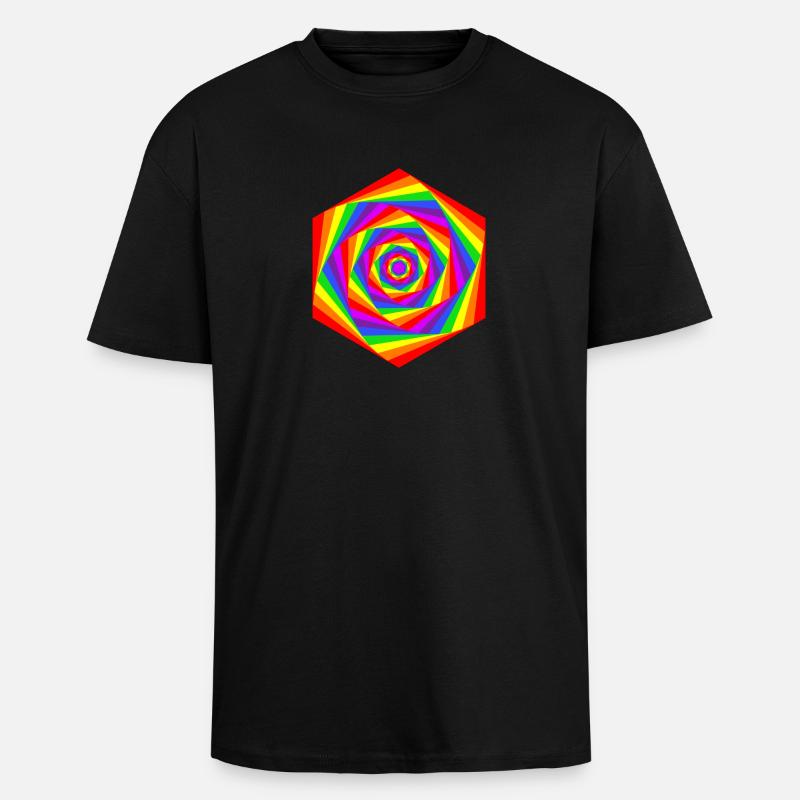Regenbogen Hexagon - Oversized Heavyweight Unisex T-Shirt - Schwarz