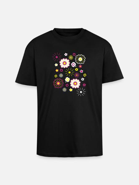 flower pattern 1 - Oversized Heavyweight Unisex T-Shirt - Schwarz