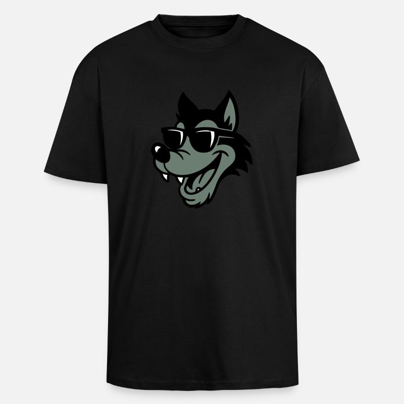 Wolf Comic - Oversized Heavyweight Unisex T-Shirt - Schwarz