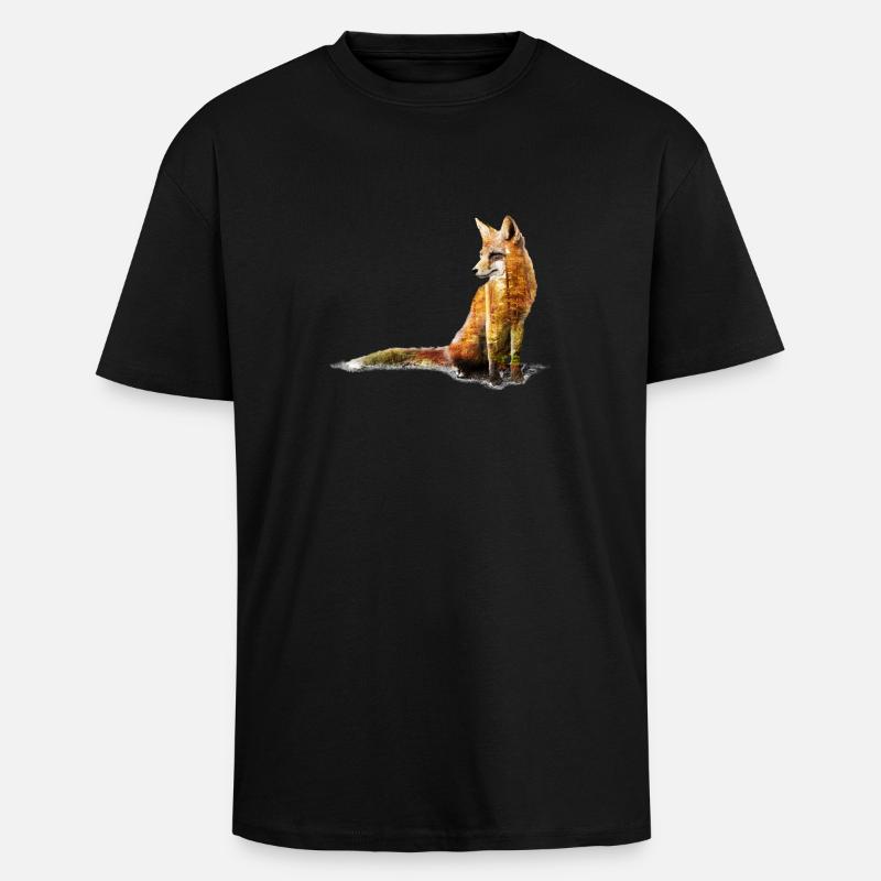 Fuchs Doppelbelichtung - Oversized Heavyweight Unisex T-Shirt - Schwarz