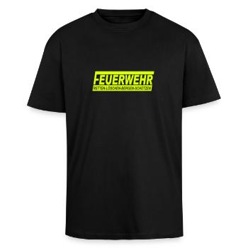 Feuerwehr Retten Löschen Bergen Schützen - Oversized Heavyweight Unisex T-Shirt - Schwarz - Vorne - Alina (178cm) & Michal (187cm)