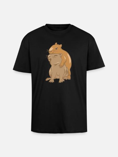 Hug of capybara babies - Unisex Oversized Heavyweight T-shirt - black