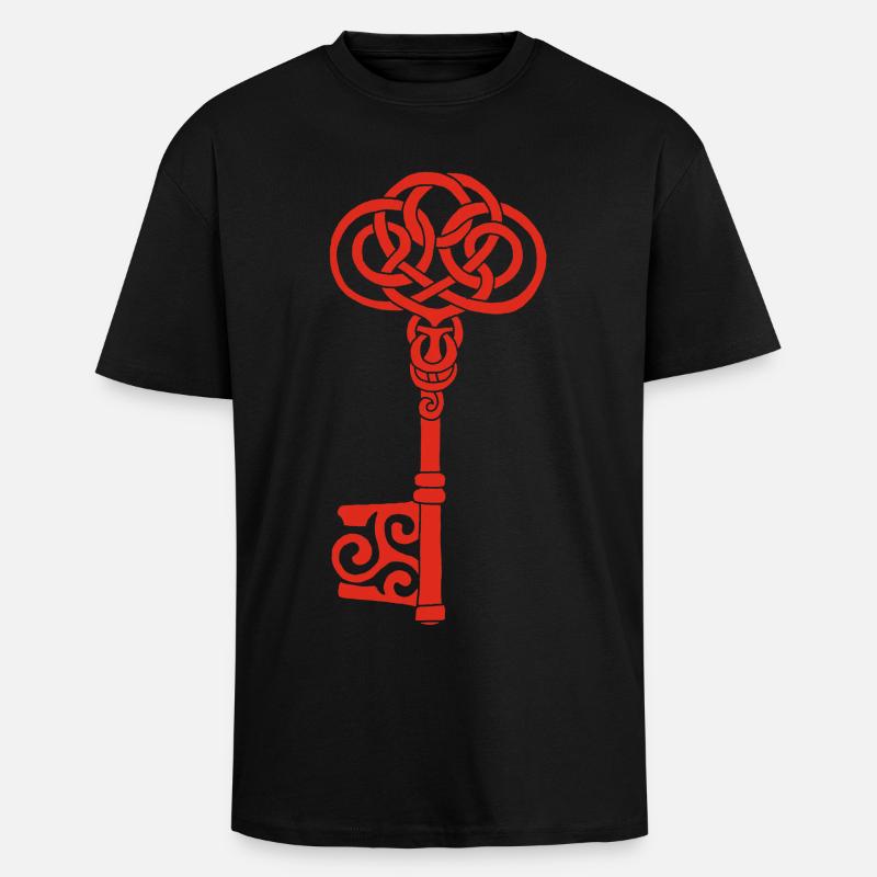 Red Celtic Key - Unisex Oversized Heavyweight T-shirt - black