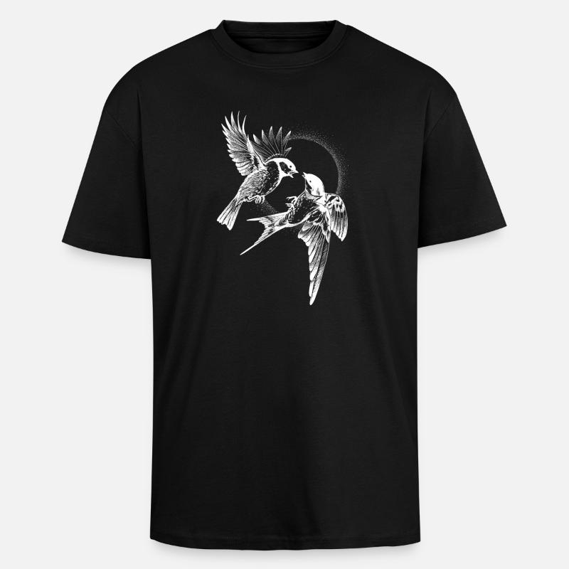Inversion de combat d’oiseaux - T-shirt unisexe oversize épais - noir