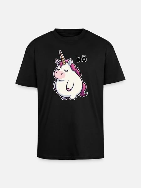 Witziges Einhorn Nö - Oversized Heavyweight Unisex T-Shirt - Schwarz