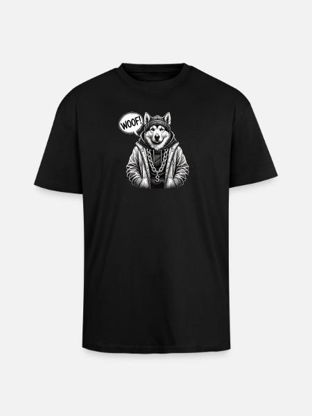 Wolfhound Streetwear Pullover Hoodie - Unisex Oversized Heavyweight T-shirt - black