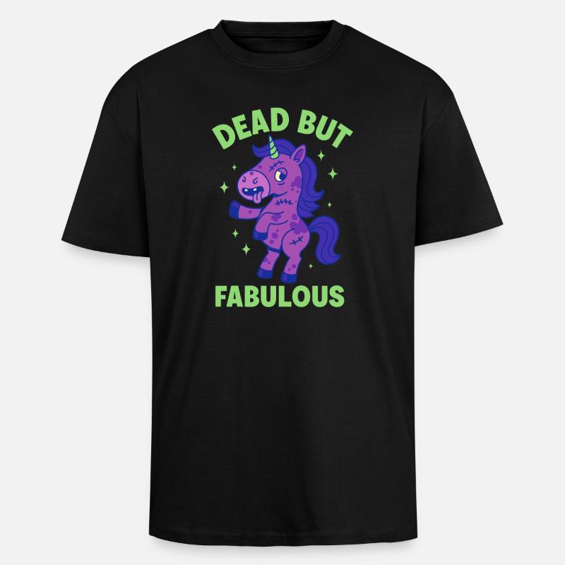 Buntes Einhorn mit Spruch - Oversized Heavyweight Unisex T-Shirt - Schwarz