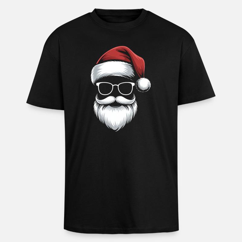 Santa Gläser mit Bart & Mütze - Oversized Heavyweight Unisex T-Shirt - Schwarz