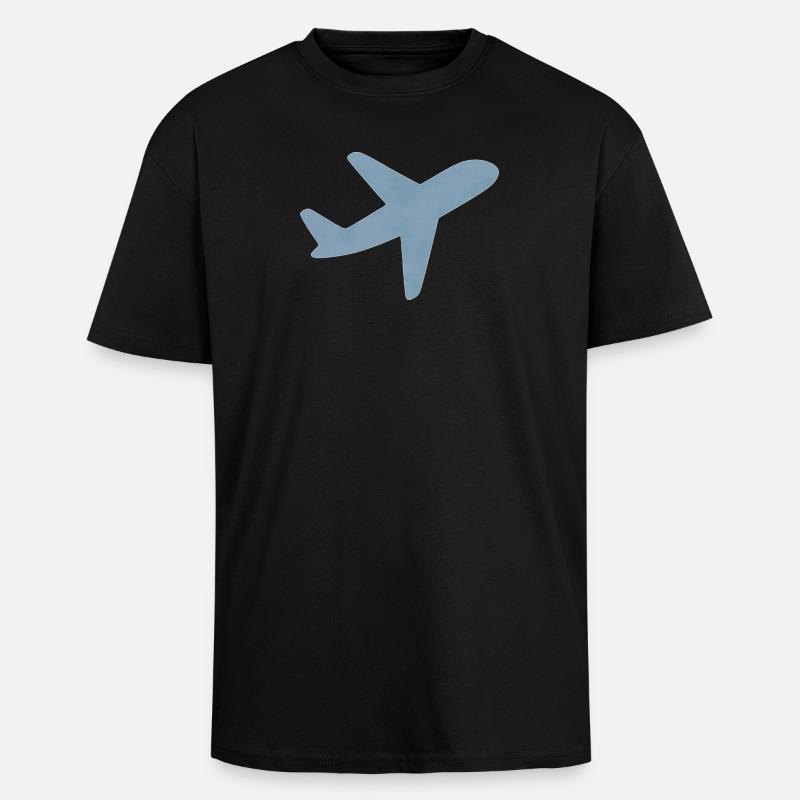 Blaues minimalistisches Flugzeug - Oversized Heavyweight Unisex T-Shirt - Schwarz