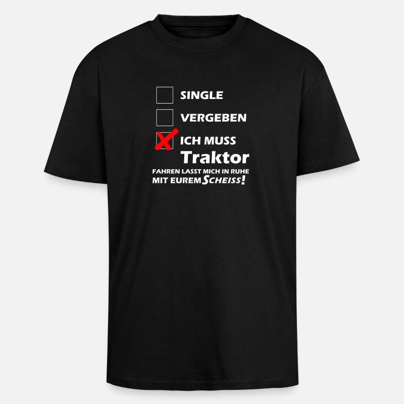 Traktor Single - Oversized Heavyweight Unisex T-Shirt - Schwarz