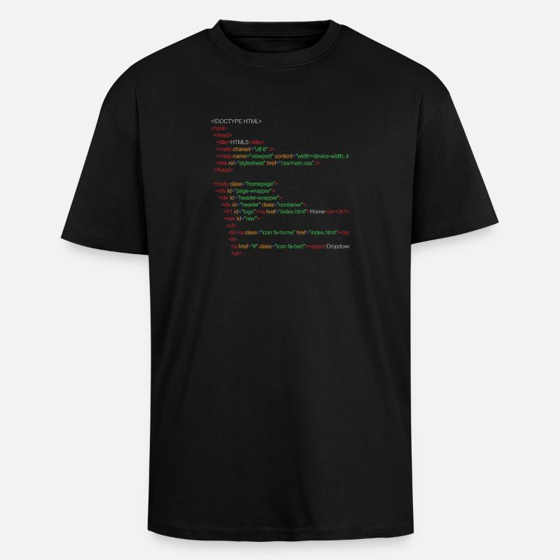 HTML5 code - Unisex Oversized Heavyweight T-shirt - black