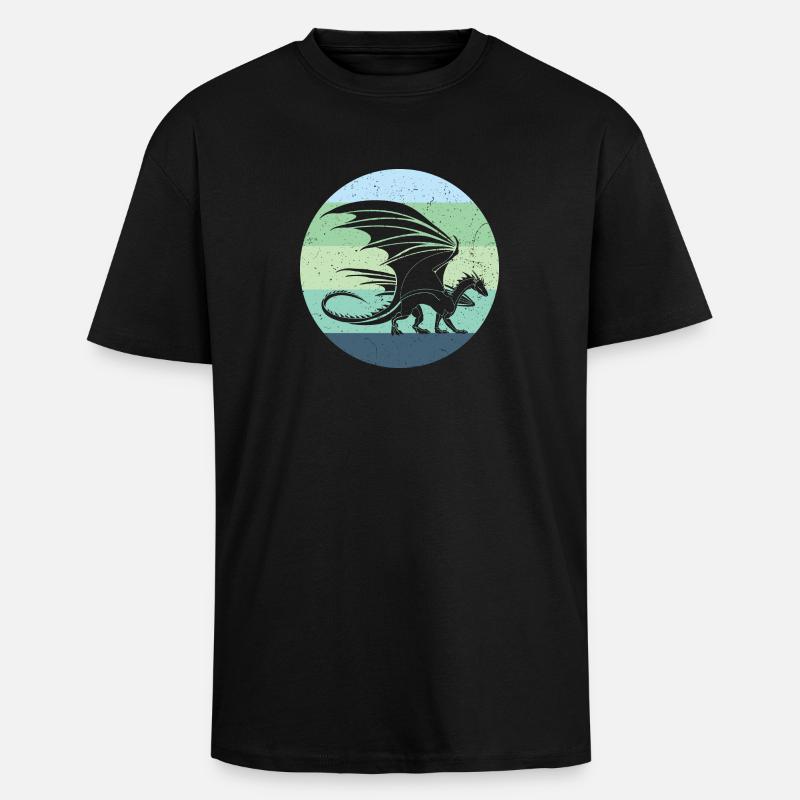 Waliser Drache Retro - Oversized Heavyweight Unisex T-Shirt - Schwarz