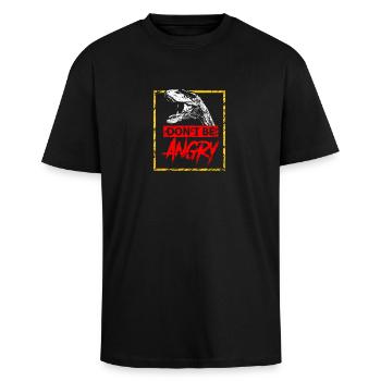 Dinosaurier - Nicht wütend sein - Oversized Heavyweight Unisex T-Shirt - Schwarz - Vorne - Alina (178cm) & Michal (187cm)