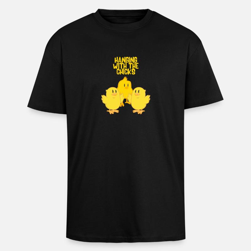 Mit den Chicks abhängen - Oversized Heavyweight Unisex T-Shirt - Schwarz
