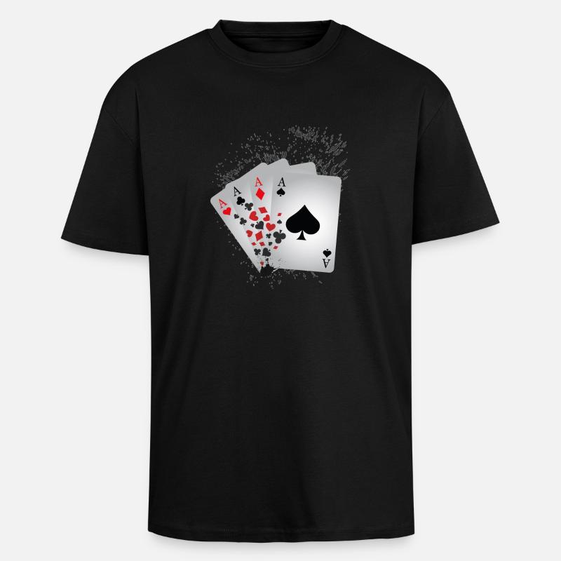 4 Aces - Oversized Heavyweight Unisex T-Shirt - Schwarz