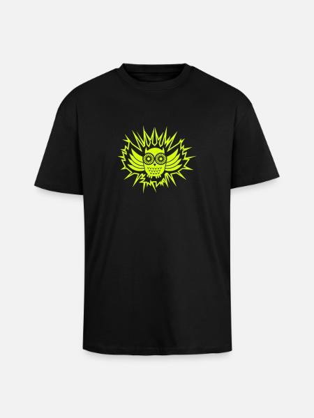 Eule / owl (1c) - Unisex Oversized Heavyweight T-shirt - black