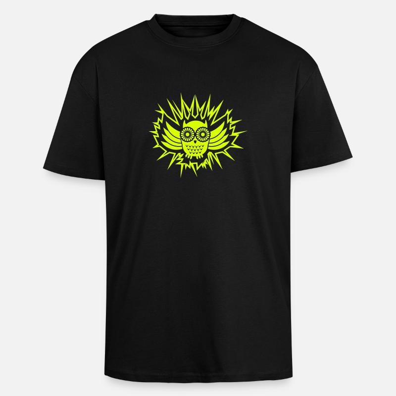 Eule / owl (1c) - Oversized Heavyweight Unisex T-Shirt - Schwarz