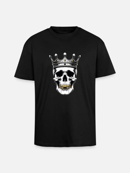 Skull with Crown Skull King - Unisex Oversized Heavyweight T-shirt - black