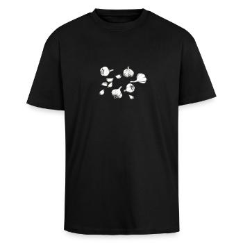 Knoblauch - Oversized Heavyweight Unisex T-Shirt - Schwarz - Vorne - Alina (178cm) & Michal (187cm)